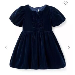 Janie and Jack Velvet Navy Dress with Bows